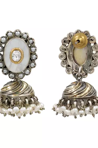 Gold plated heritage pearl jhumka earrings