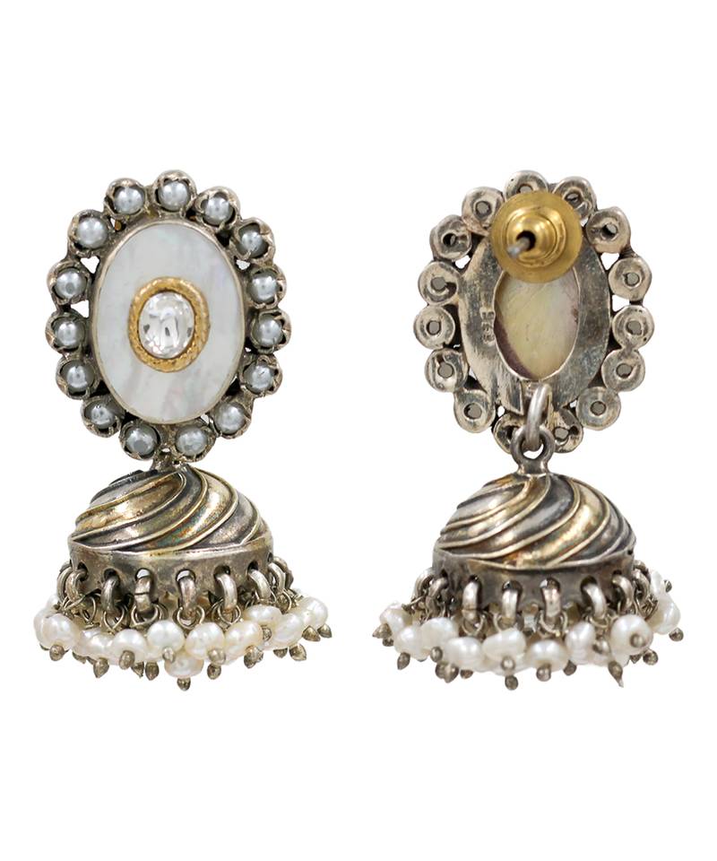 Gold plated heritage pearl jhumka earrings