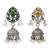 Silver plated green kundan stones pearl jhumka earrings