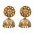 Gold plated floral motif jhumka earrings