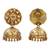 Gold plated floral motif jhumka earrings