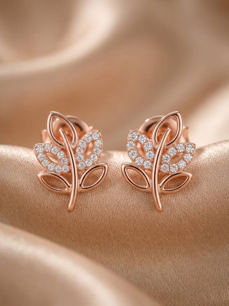 925 sterling silver rose blossom leaf pendant set with earrings
