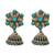 Dual tone turquoise blue stones jhumka earrings