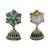 Dual tone turquoise blue stones jhumka earrings