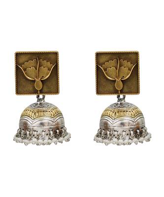 Gold plated pearl drop jhumka earrings 1