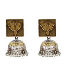 Gold plated pearl drop jhumka earrings