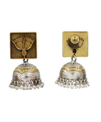 Gold plated pearl drop jhumka earrings 2