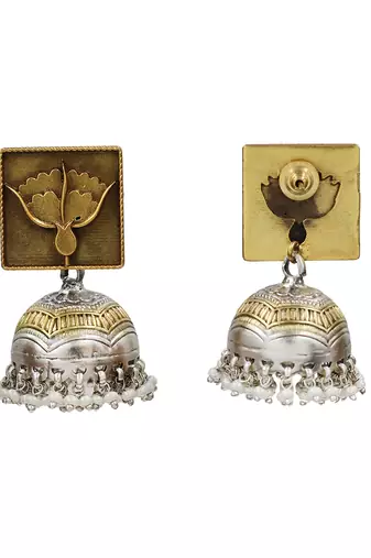 Gold plated pearl drop jhumka earrings