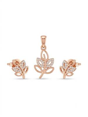 925 sterling silver rose blossom leaf pendant set with earrings 4