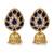 Gold plated blue kundan stone jhumka earrings