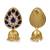 Gold plated blue kundan stone jhumka earrings