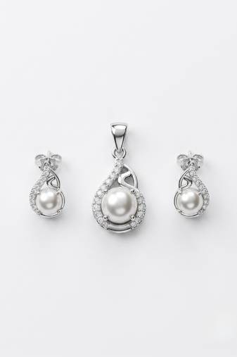 925 sterling silver luminous pearl swirl pendant set with earrings