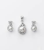 925 sterling silver luminous pearl swirl pendant set with earrings