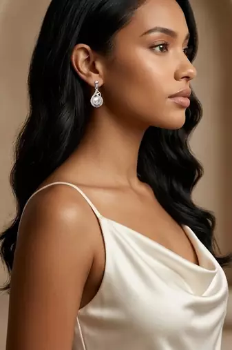 925 sterling silver luminous pearl swirl pendant set with earrings