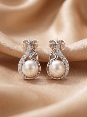 925 sterling silver luminous pearl swirl pendant set with earrings 4