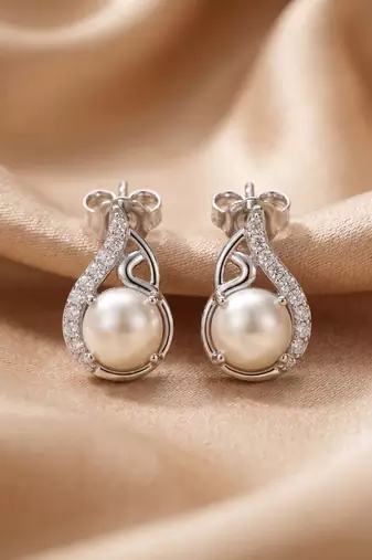 925 sterling silver luminous pearl swirl pendant set with earrings
