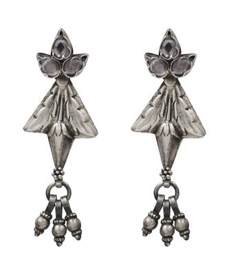 Silver plated traditional kundan dangler earrings 1