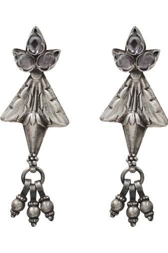 Silver plated traditional kundan dangler earrings