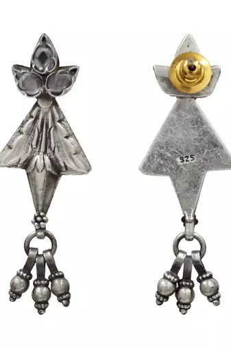 Silver plated traditional kundan dangler earrings