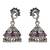 Silver plated pink kundan stone oxidised jhumka earrings