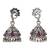 Silver plated pink kundan stone oxidised jhumka earrings