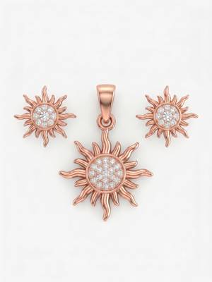 925 sterling silver radiant sunburst pendant set with earrings 1