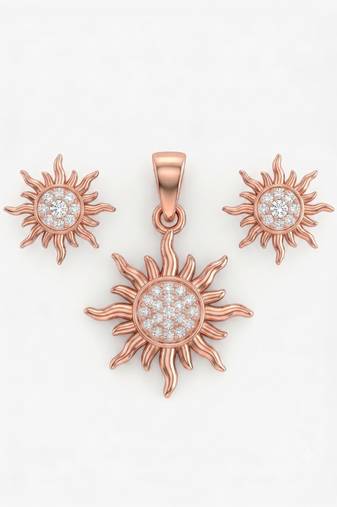 925 sterling silver radiant sunburst pendant set with earrings