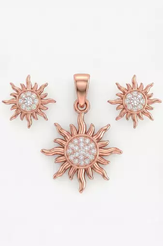 925 sterling silver radiant sunburst pendant set with earrings