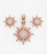 925 sterling silver radiant sunburst pendant set with earrings