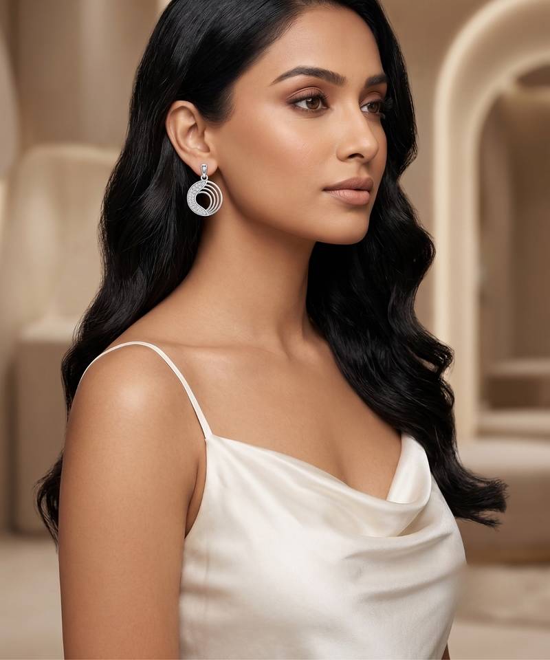 925 sterling silver harmony wave circle pendant set with earrings