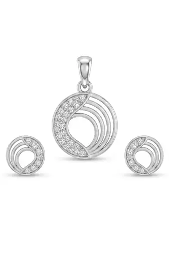 925 sterling silver harmony wave circle pendant set with earrings