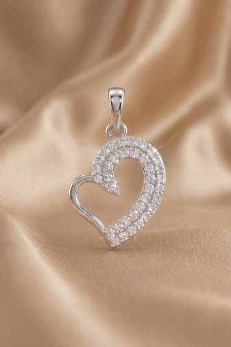 925 sterling silver sparkling open heart pendant set with earrings