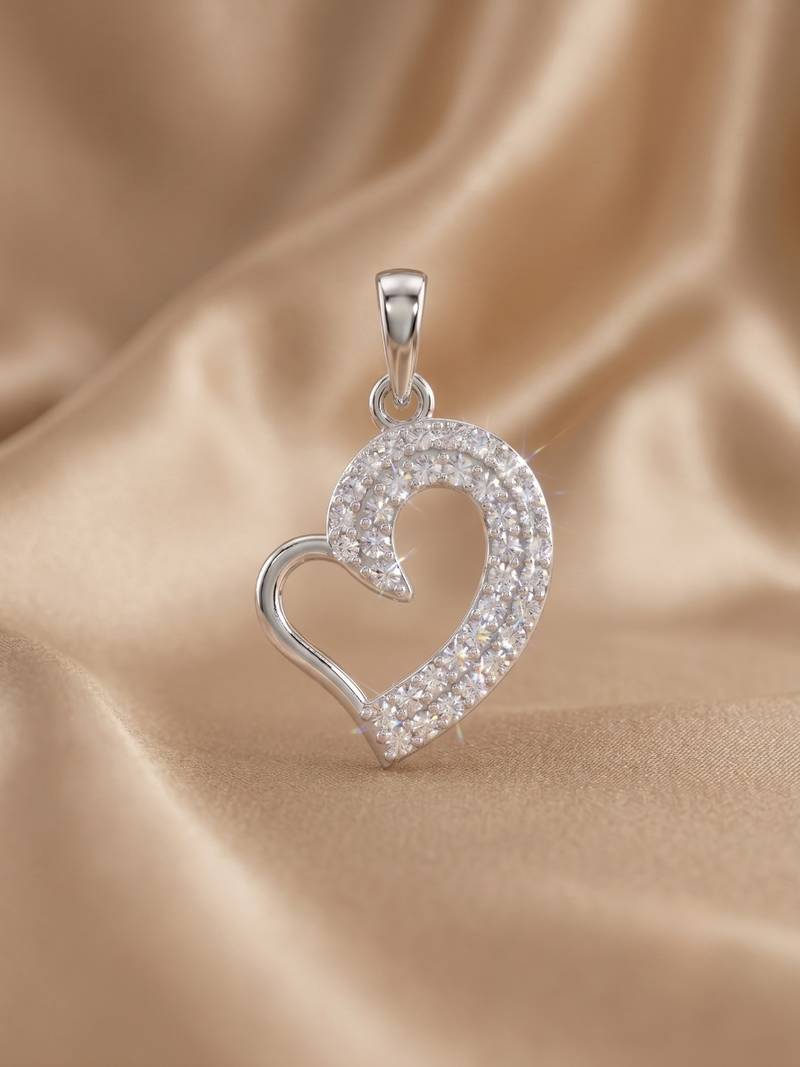 925 sterling silver sparkling open heart pendant set with earrings