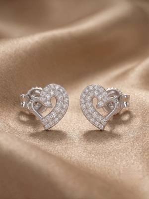 925 sterling silver sparkling open heart pendant set with earrings 4