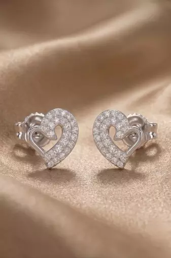 925 sterling silver sparkling open heart pendant set with earrings