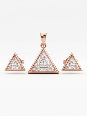 925 sterling silver royal trillion diamond pendant set with earrings 2