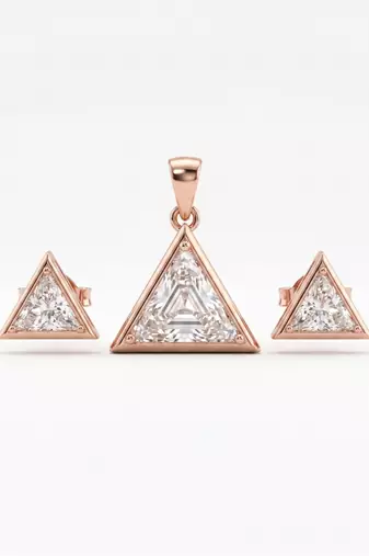 925 sterling silver royal trillion diamond pendant set with earrings