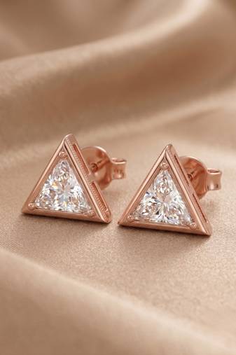 925 sterling silver royal trillion diamond pendant set with earrings