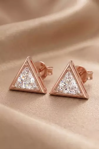 925 sterling silver royal trillion diamond pendant set with earrings