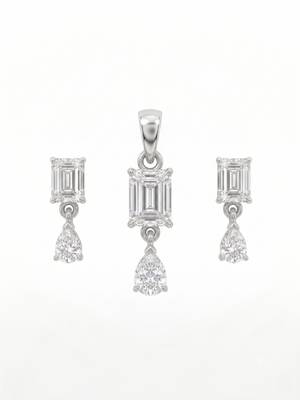 925 sterling silver emerald cut drop pendant set with earrings 1