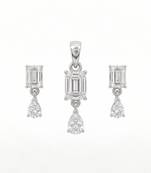 925 sterling silver emerald cut drop pendant set with earrings