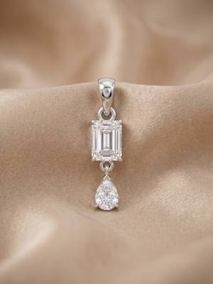 925 sterling silver emerald cut drop pendant set with earrings 2