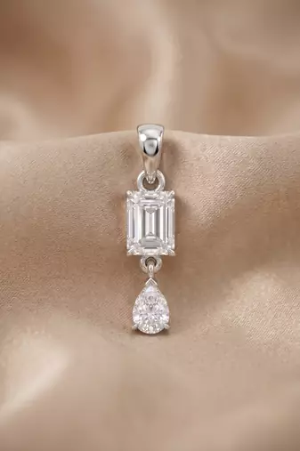 925 sterling silver emerald cut drop pendant set with earrings