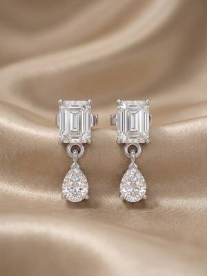 925 sterling silver emerald cut drop pendant set with earrings 3