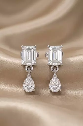925 sterling silver emerald cut drop pendant set with earrings
