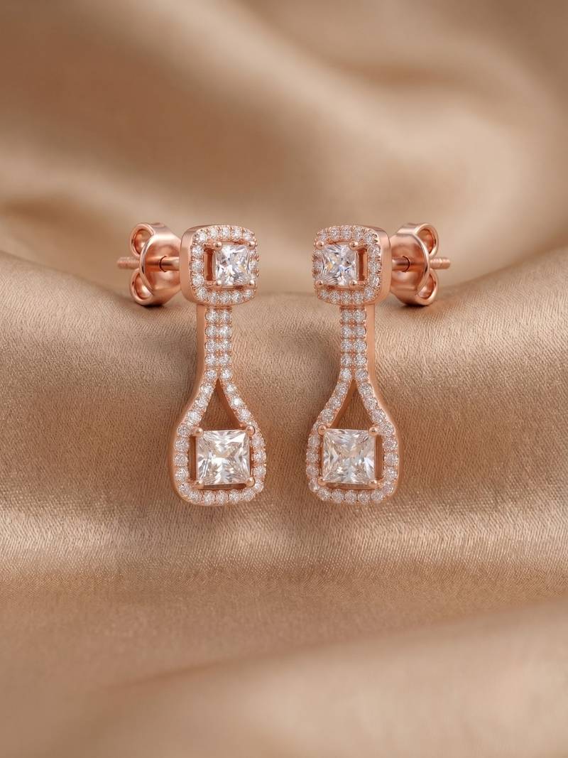 925 sterling silver princess halo grace pendant set with earrings