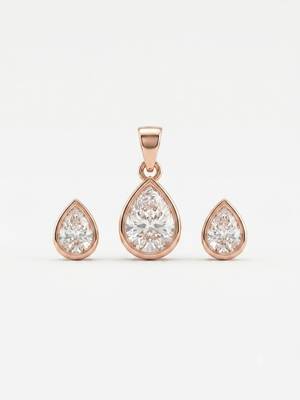 925 sterling silver elegant teardrop sparkle pendant set with earrings 3