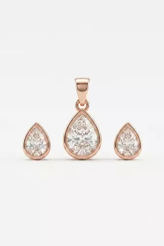 925 sterling silver elegant teardrop sparkle pendant set with earrings
