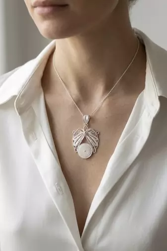 925 sterling silver butterfly bloom filigree pendant for women