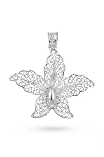 925 sterling silver orchid grace filigree pendant for women